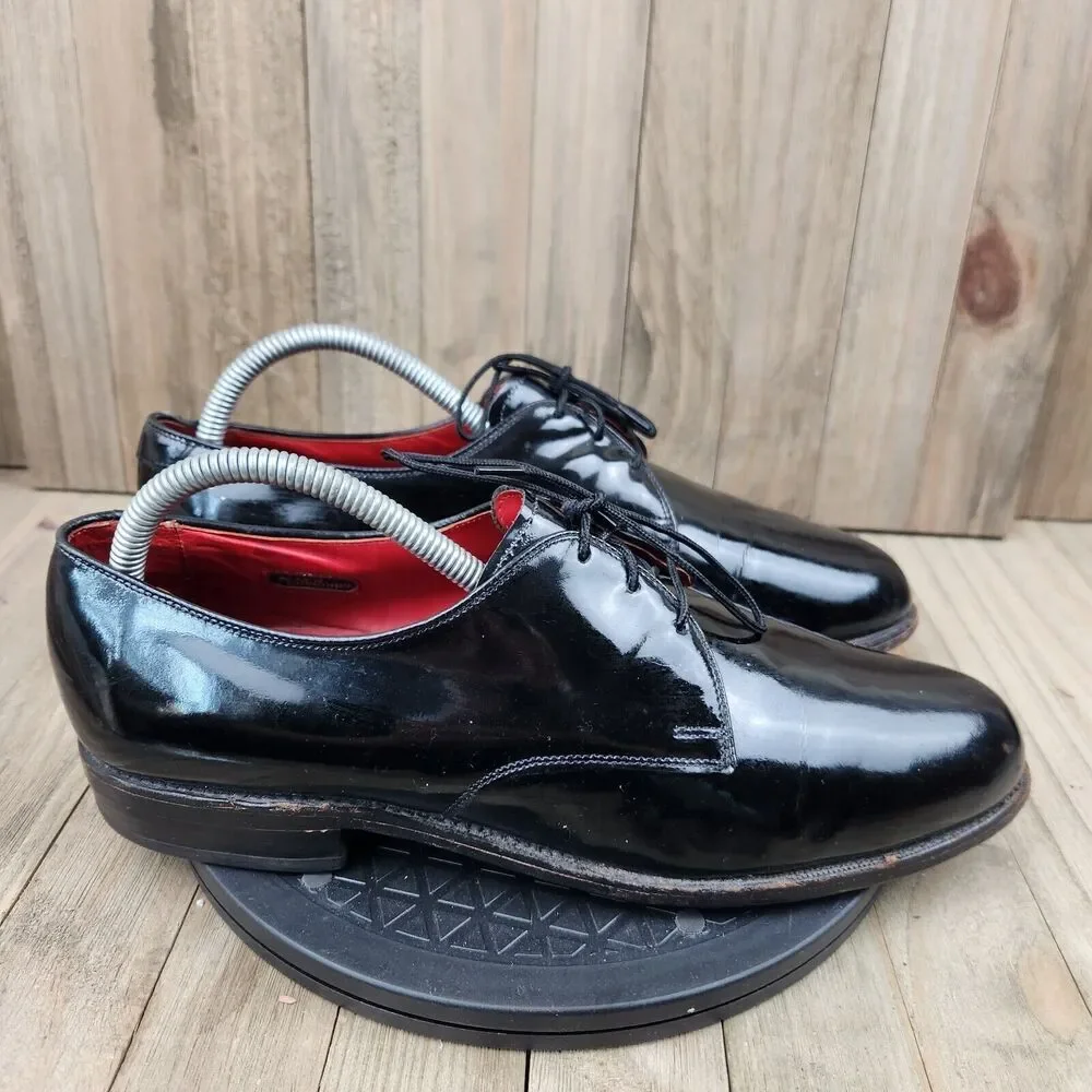 Mens Allen Edmonds Spencer‎ size 9 Black Patent Leather Oxford Dress Shoes